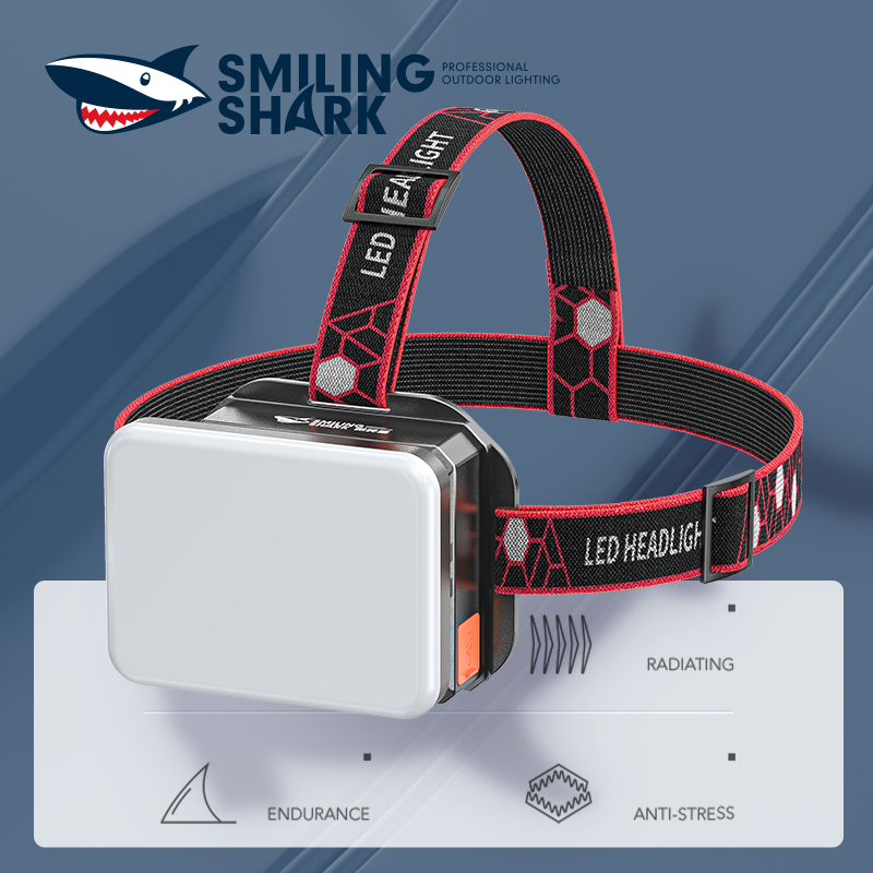 Smiling Shark LED Headlamp, 230°Wide Angle 3*White Light Strips The  Brightest Head Lamp Rechargeable with Motion Sensor Waterproof Headlight  for